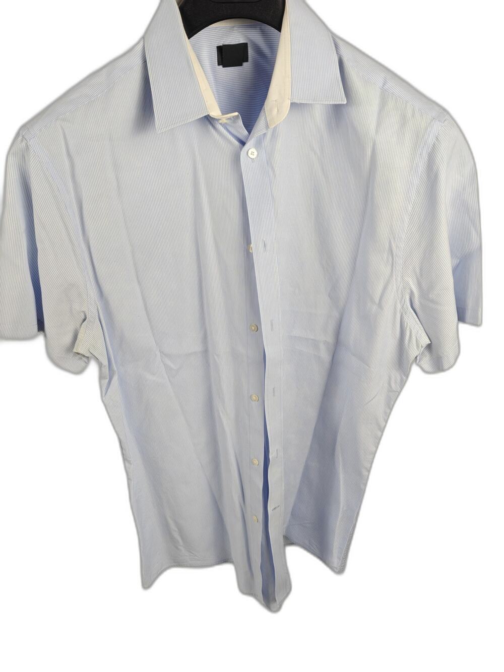 Men’s H&M Short Sleeve Dress Shirt Blue Stripe XL 17 1/4